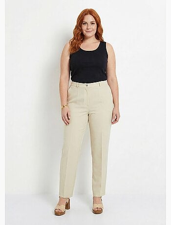 Pantalon droit uni taille semi élastiquée - afibel