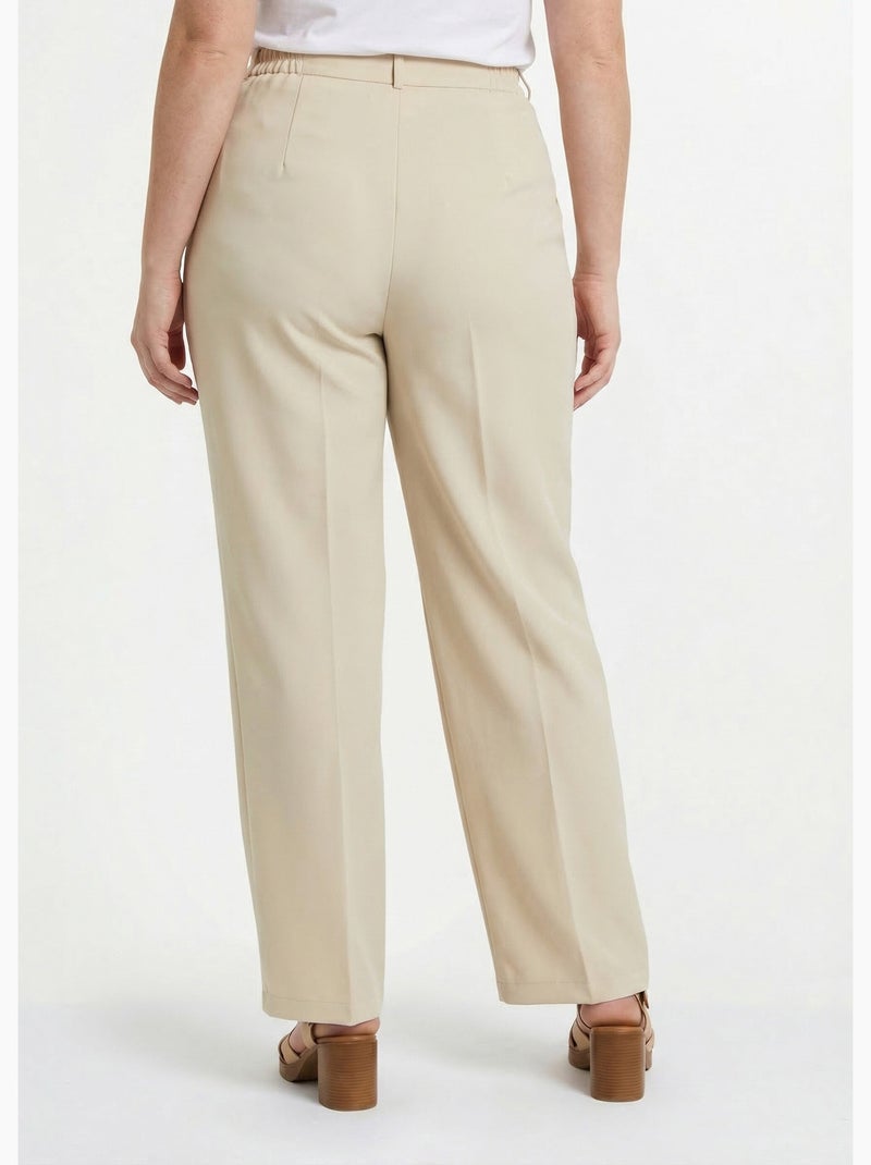 Pantalon droit uni taille semi élastiquée - afibel Sable - Kiabi