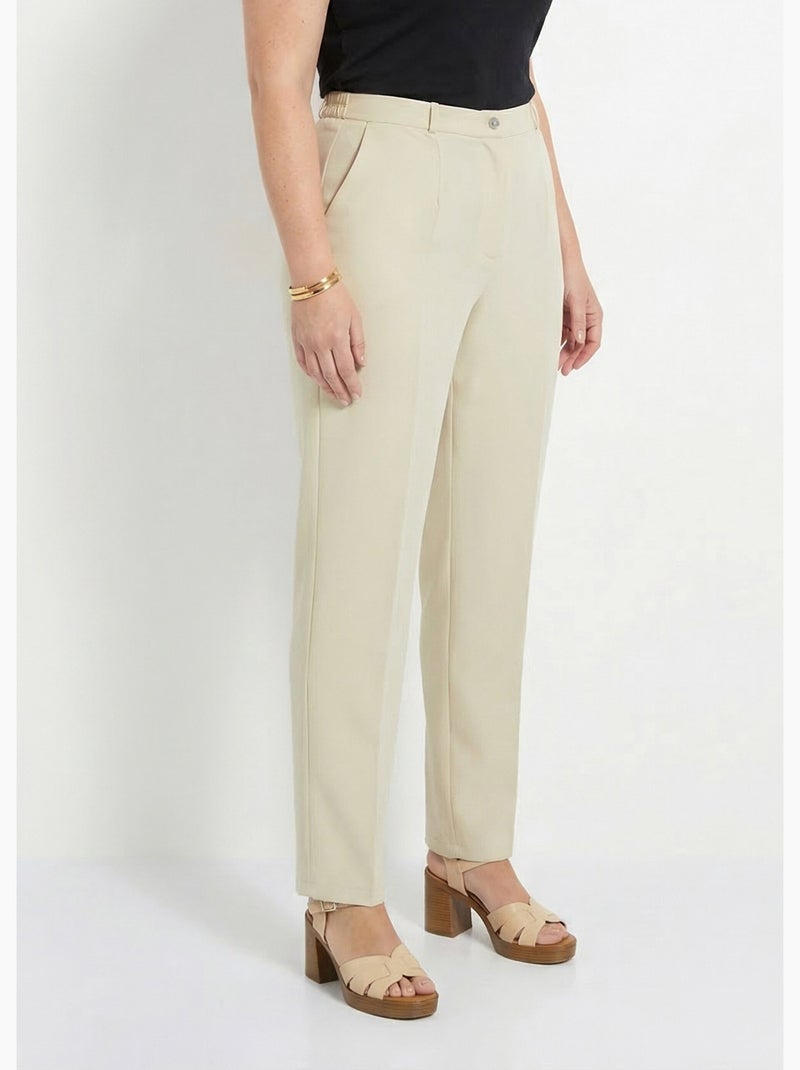 Pantalon droit uni taille semi élastiquée - afibel Sable - Kiabi