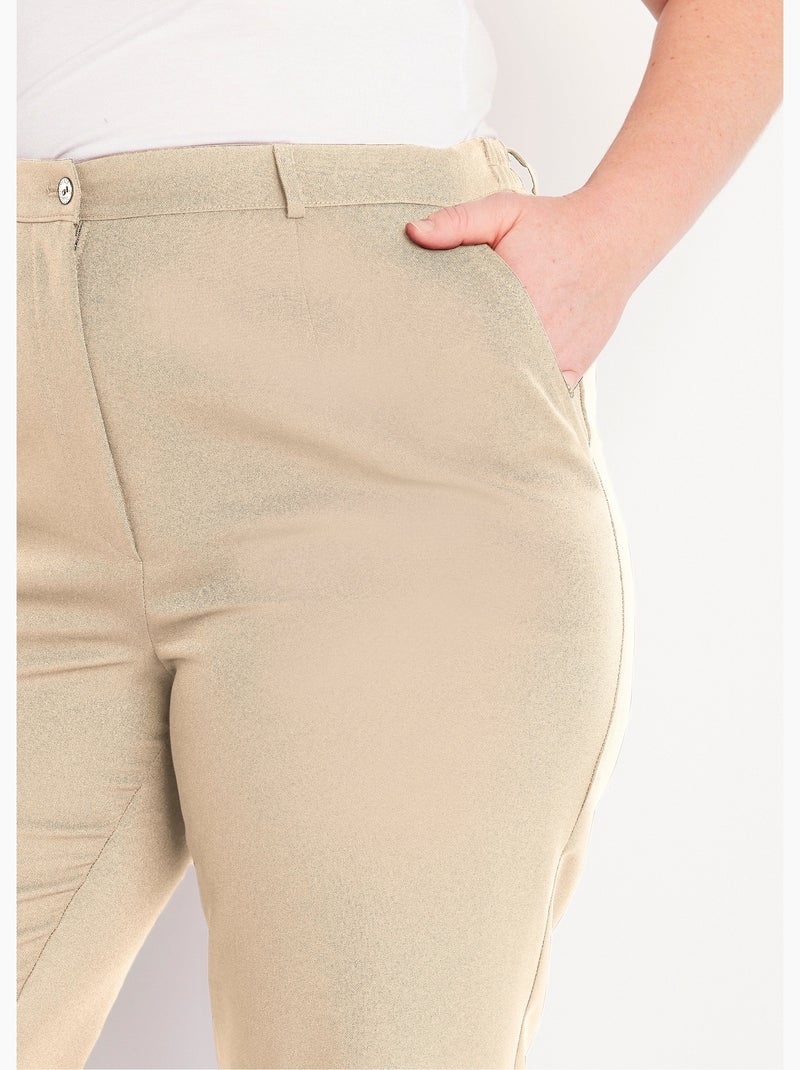 Pantalon droit uni taille semi élastiquée - afibel Sable - Kiabi