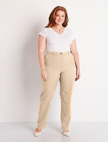 Pantalon droit uni taille semi élastiquée - afibel