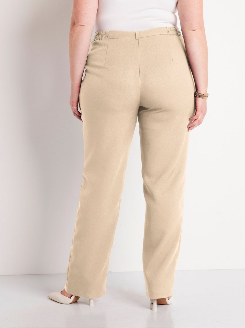 Pantalon droit uni taille semi élastiquée Beige sable - Kiabi