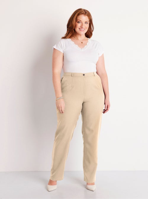 Pantalon droit uni taille semi élastiquée - Kiabi Pantalon droit uni taille semi élastiquée - Kiabi