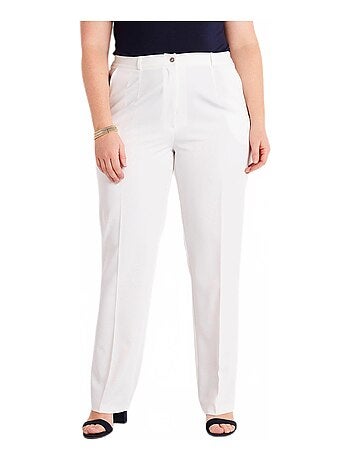 Pantalon droit uni taille semi élastiquée