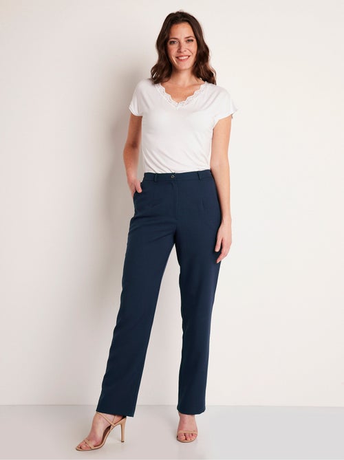 Pantalon droit uni taille semi élastiquée - Kiabi