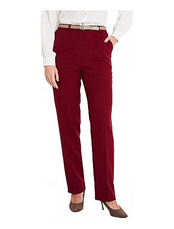 Pantalon droit uni taille semi élastiquée