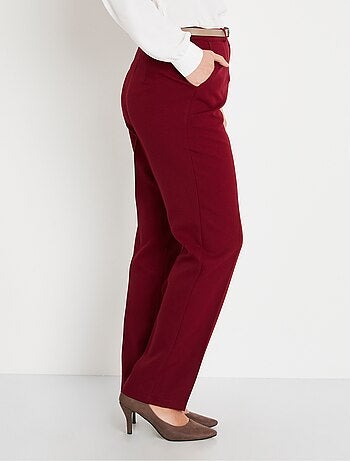 Pantalon droit uni taille semi élastiquée