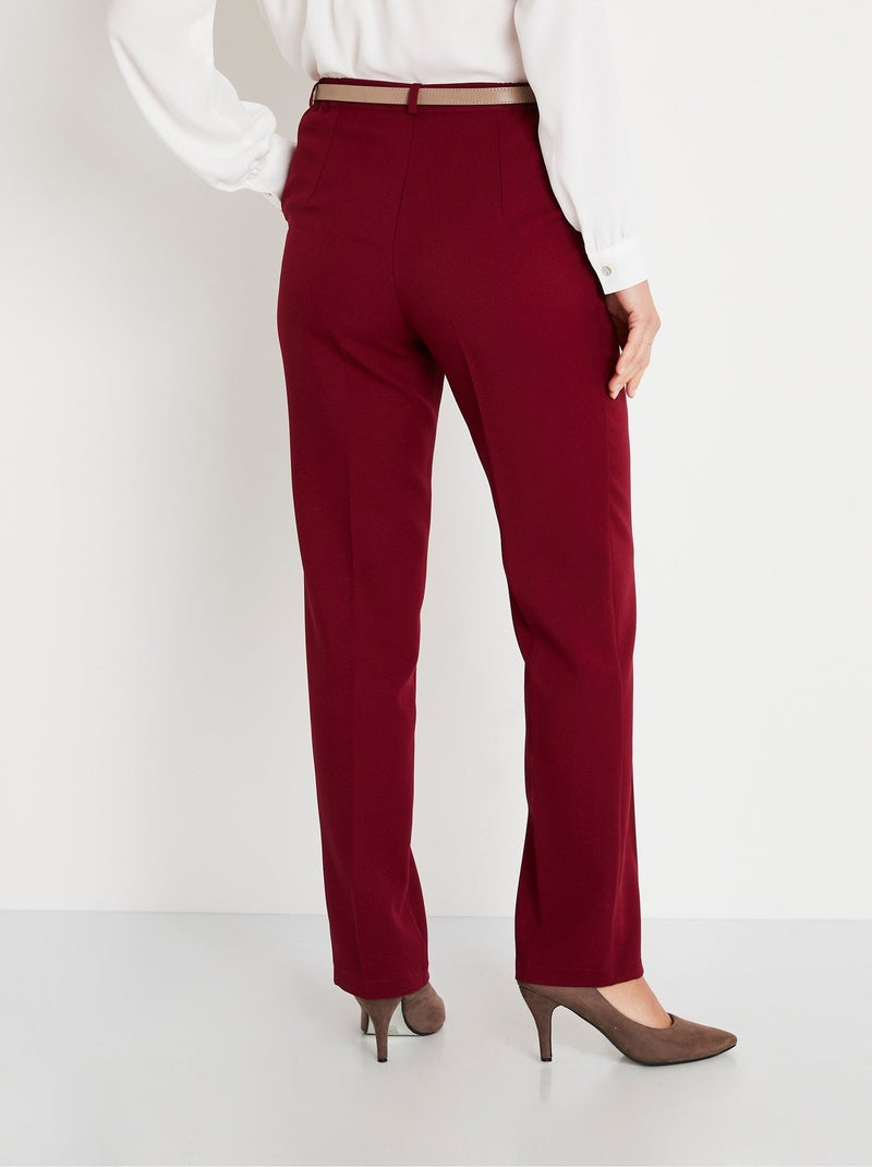 Pantalon droit uni taille semi élastiquée Bordeaux - Kiabi