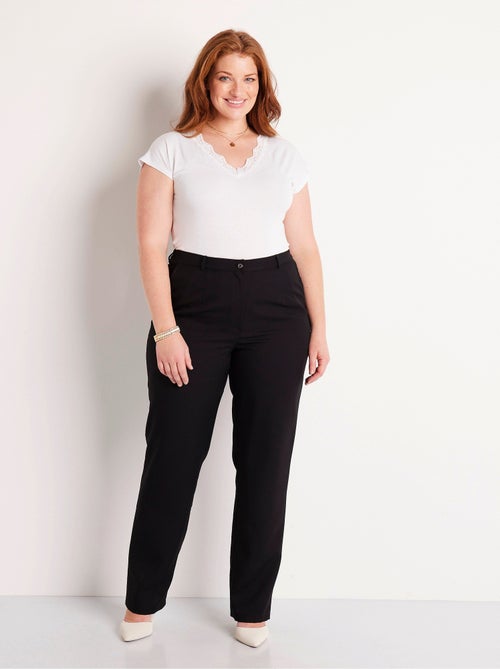 Pantalon droit uni taille semi élastiquée - Kiabi