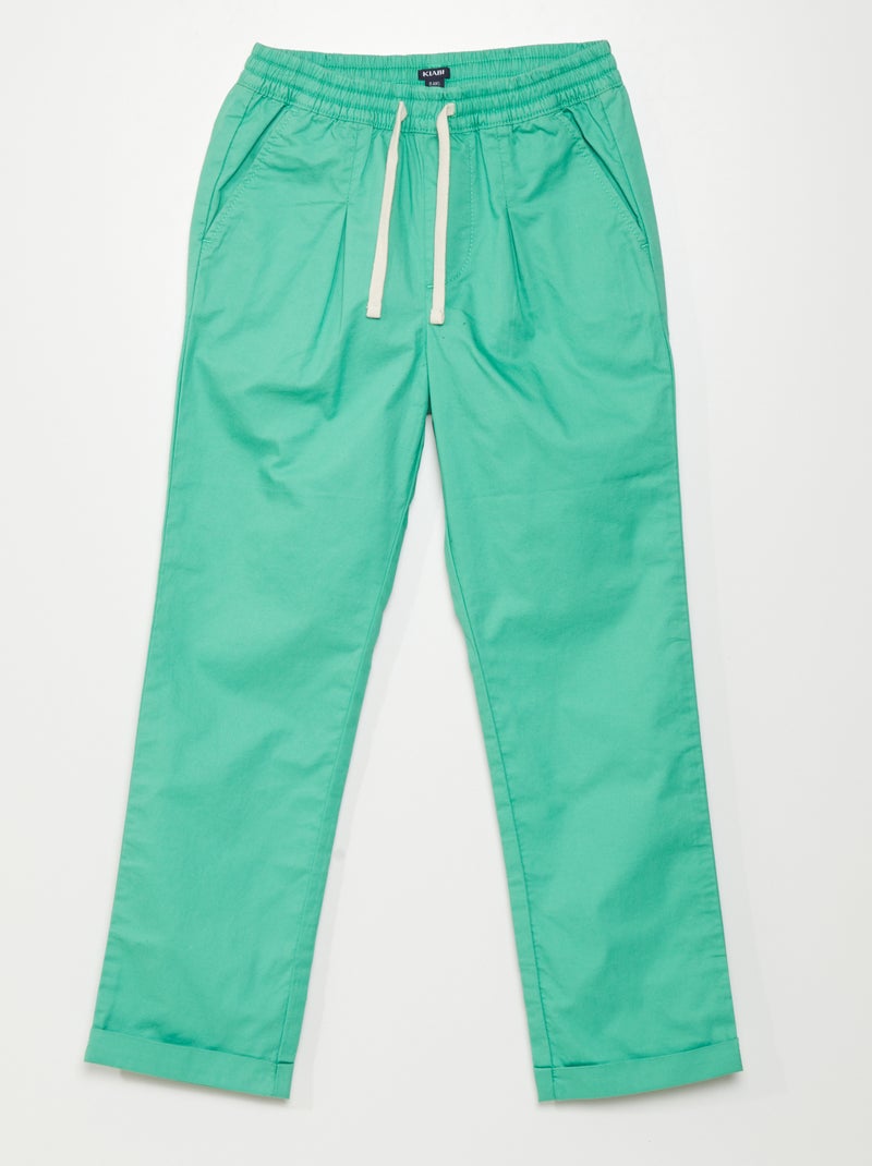 Pantalon droit uni Vert - Kiabi