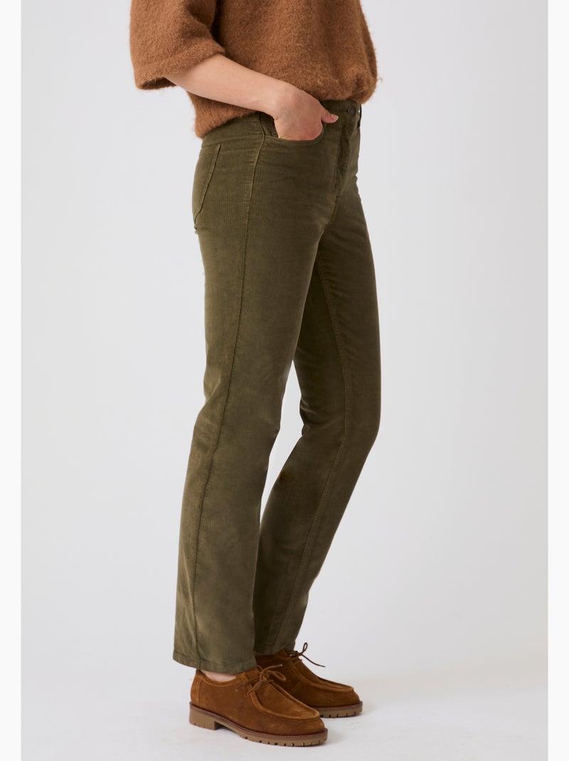Pantalon droit velours perfect fit by damart - damart Vert - Kiabi