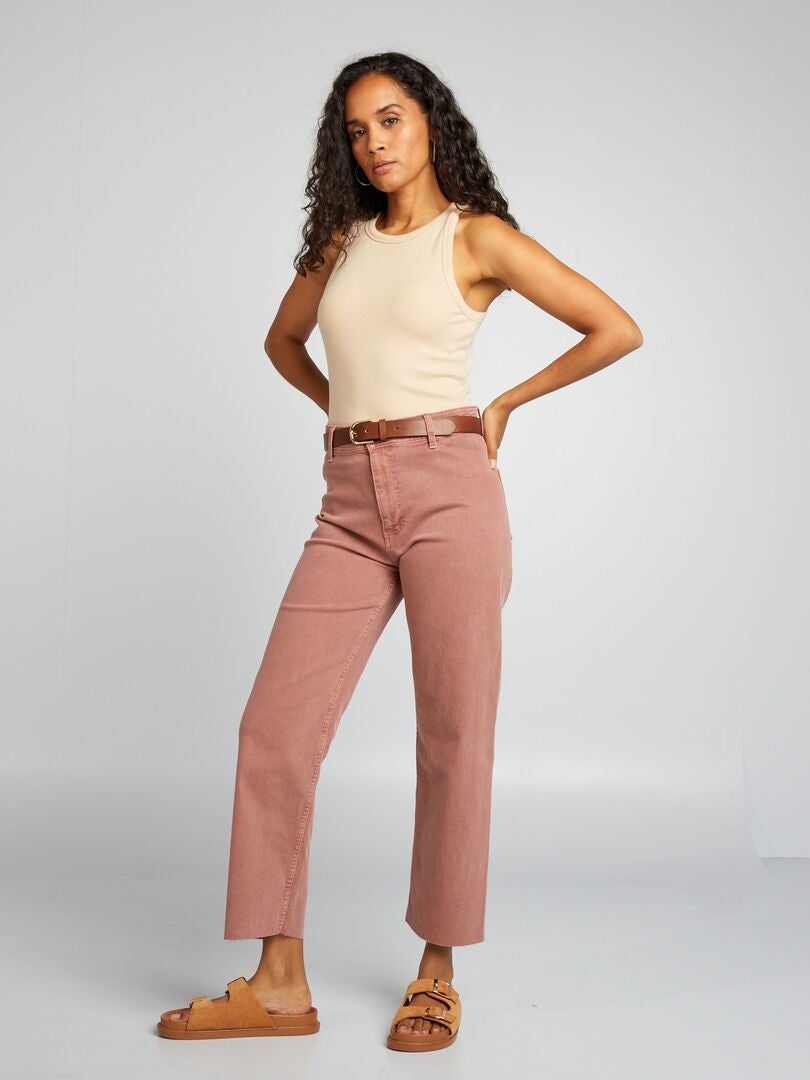 Pantalon droit wide leg - L28 Rose - Kiabi