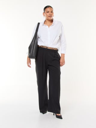 Pantalon effet caleçon léopard
