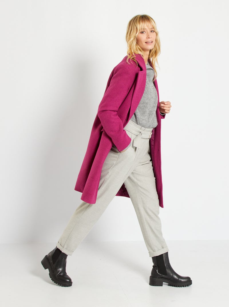 Pantalon effet flanelle gris - Kiabi