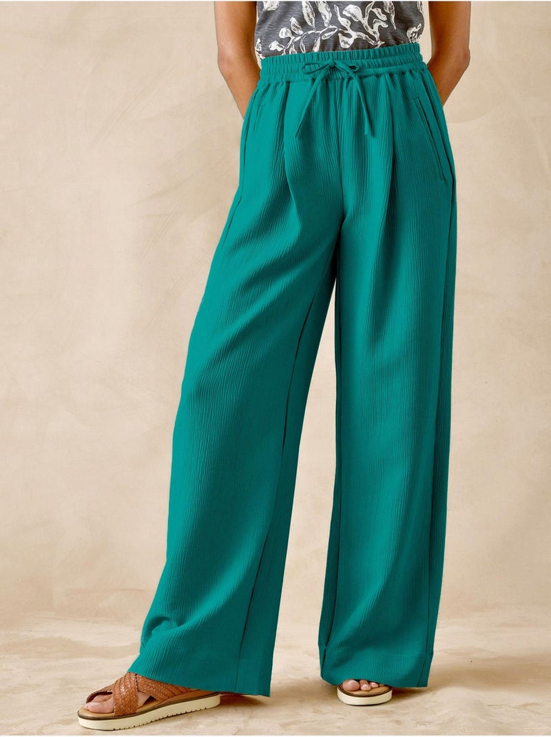 Pantalon effet froissé coupe large - DAXON Bleu outremer - Kiabi