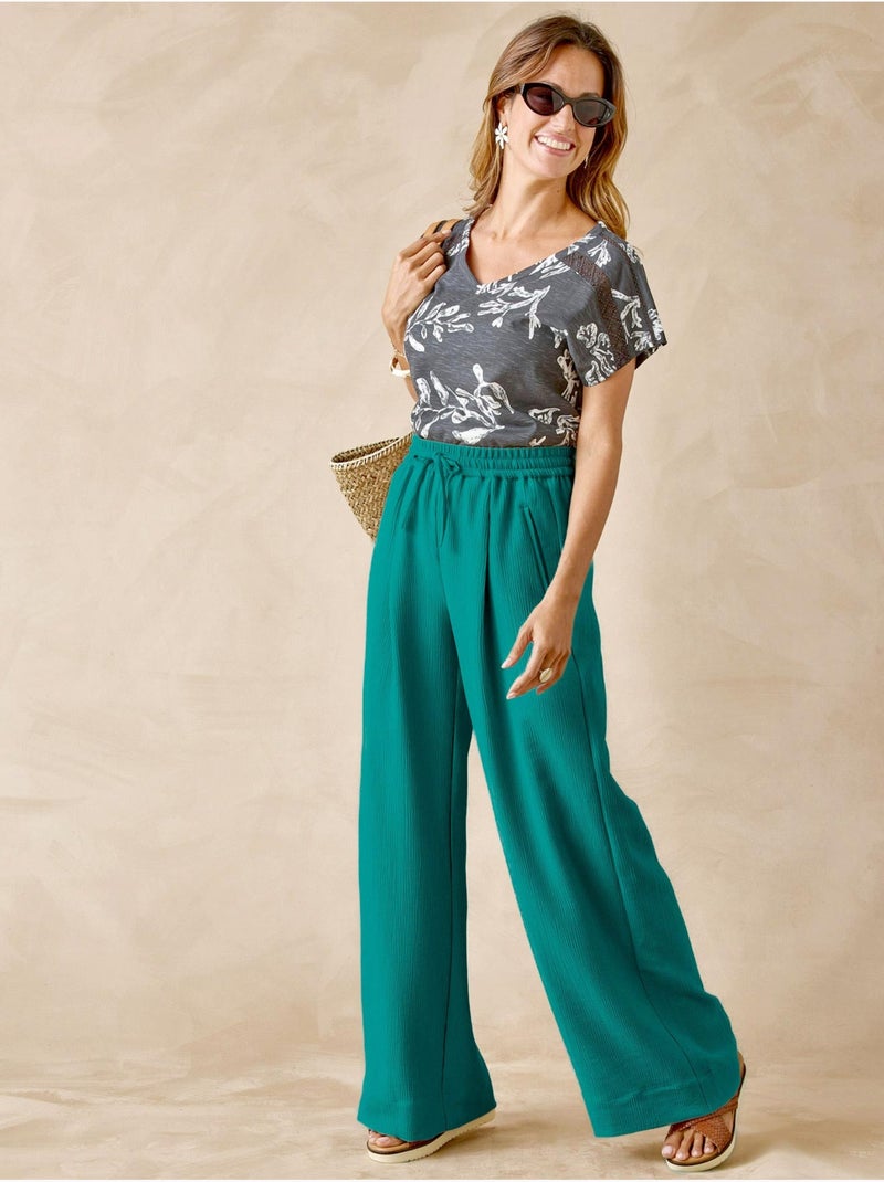 Pantalon effet froissé coupe large - DAXON Bleu outremer - Kiabi