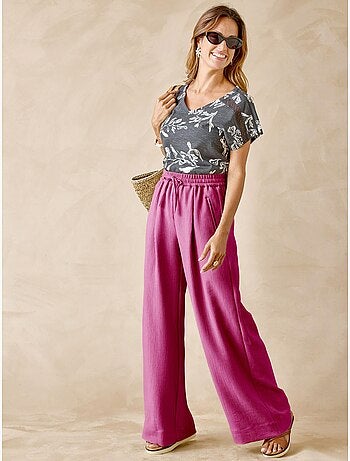 Pantalon effet froissé coupe large - DAXON