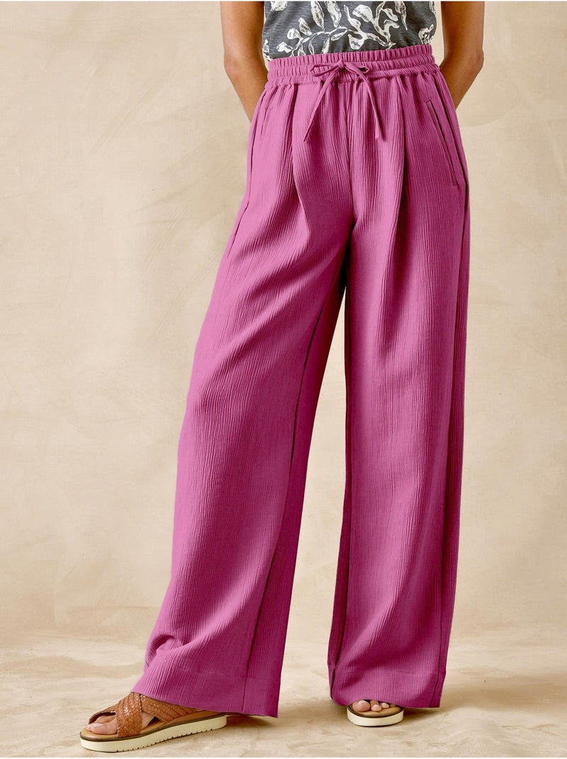 Pantalon effet froissé coupe large - DAXON Rose - Kiabi