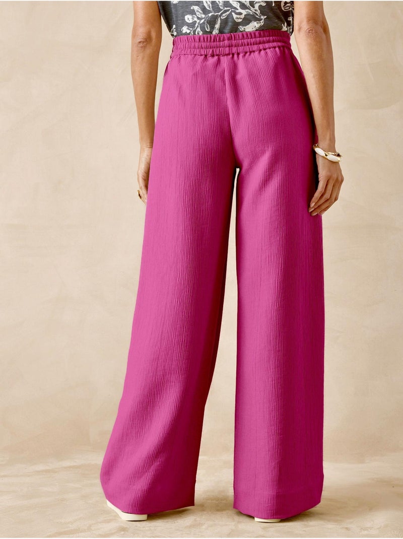 Pantalon effet froissé coupe large - DAXON Rose - Kiabi