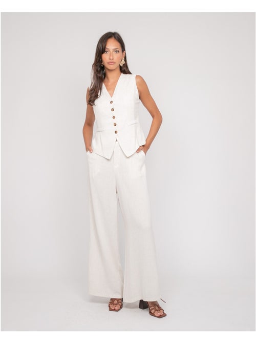 Pantalon effet lin EVELISE - Kiabi