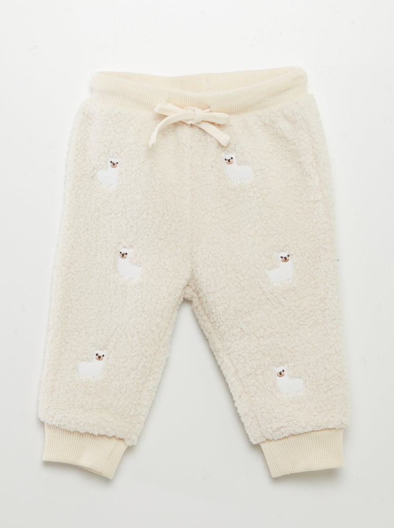 Pantalon effet moutonné Blanc - Kiabi