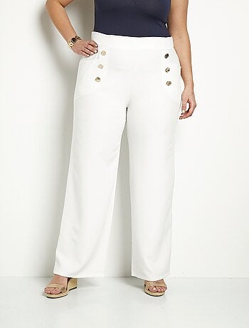 Pantalon effet pont ceinture élastiquée dos