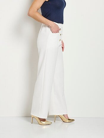 Pantalon effet pont ceinture élastiquée dos
