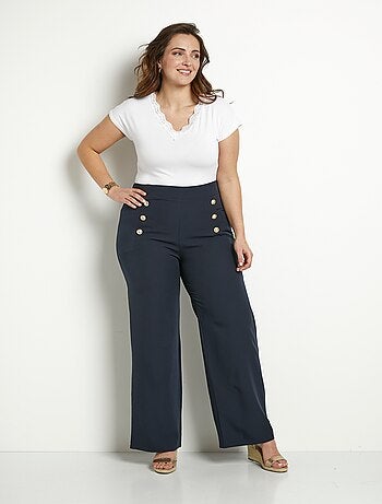 Pantalon effet pont ceinture élastiquée dos