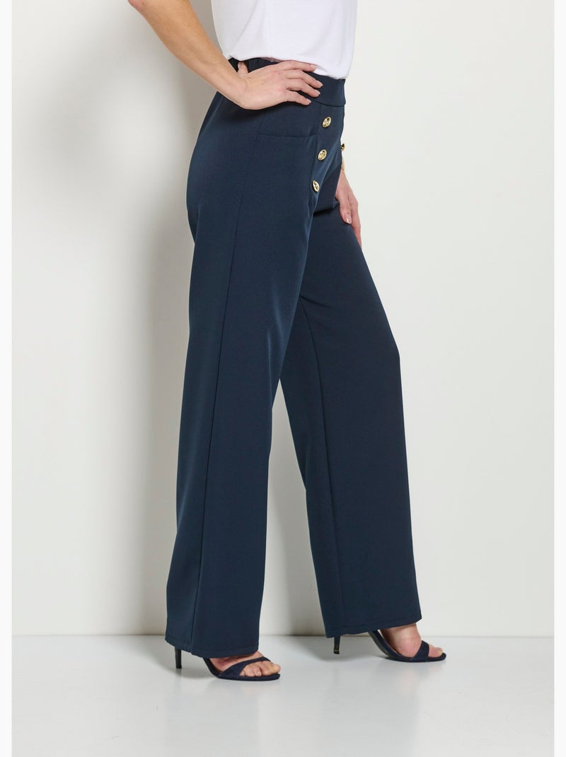 Pantalon effet pont ceinture élastiquée dos Bleu marine - Kiabi