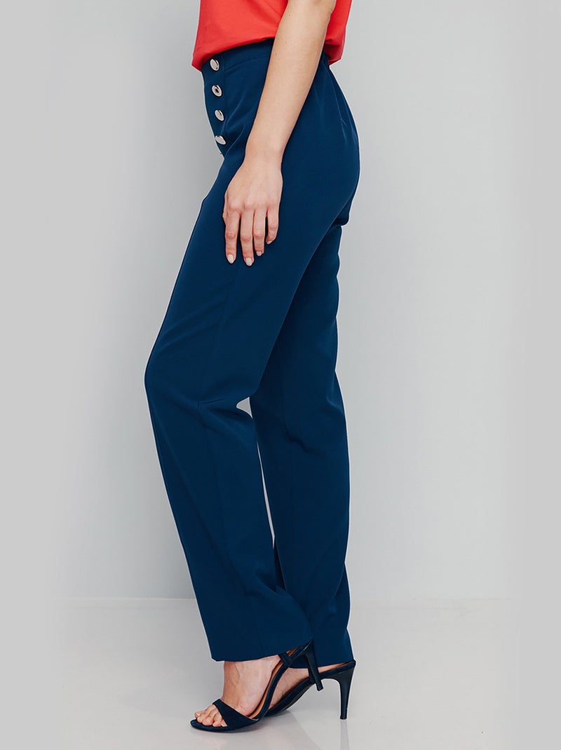 Pantalon effet pont en tissu extensible - Afibel Bleu marine - Kiabi
