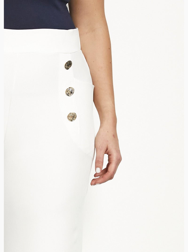 Pantalon effet pont taille élastiquée - afibel Blanc - Kiabi