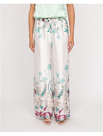 Pantalon effet satin motifs EZRA