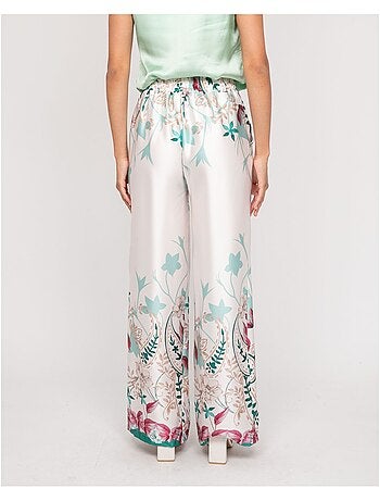 Pantalon effet satin motifs EZRA