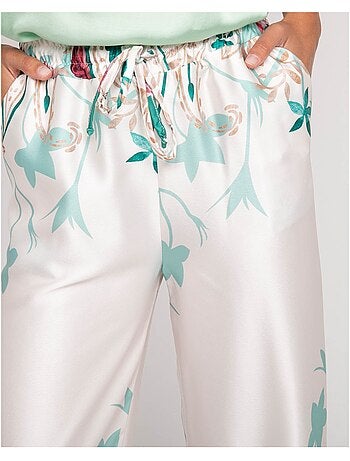 Pantalon effet satin motifs EZRA