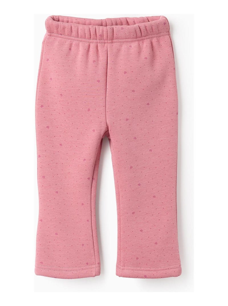 Pantalon effet thermique, évasé, motif pois/cœur NOVEAUX NATURE Rose - Kiabi