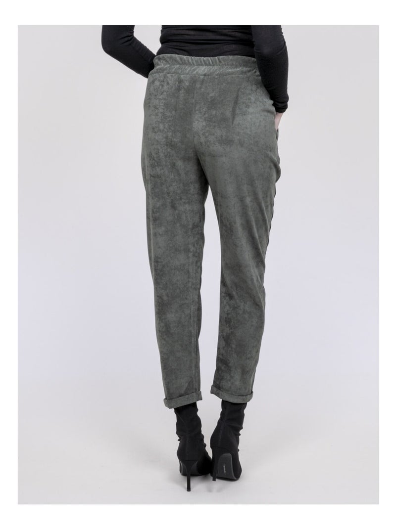 Pantalon effet velours ebila Kaki - Kiabi
