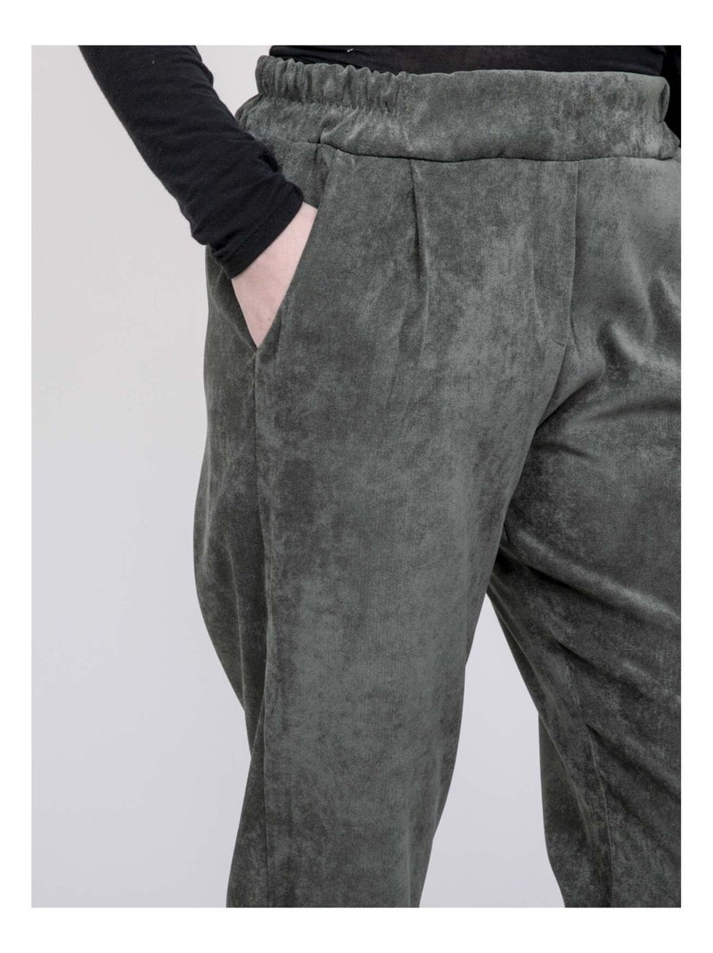 Pantalon effet velours ebila Kaki - Kiabi