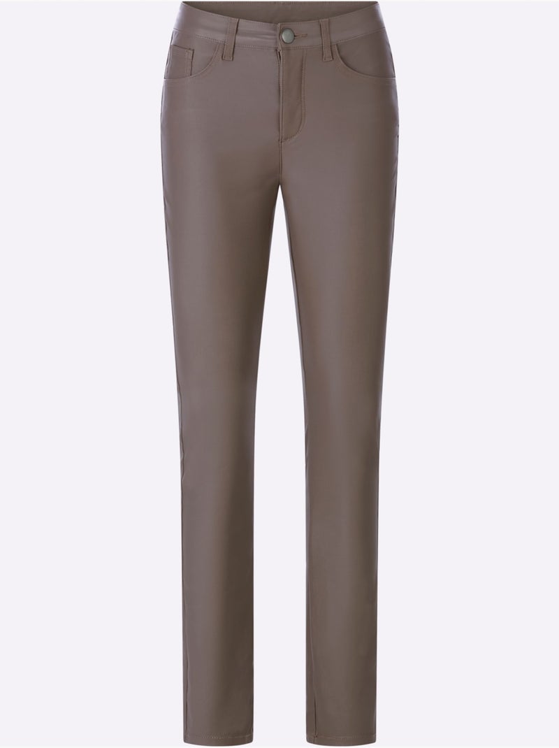 Pantalon Effet Ventre Plat - Taille Courte - Helline Gris taupe - Kiabi