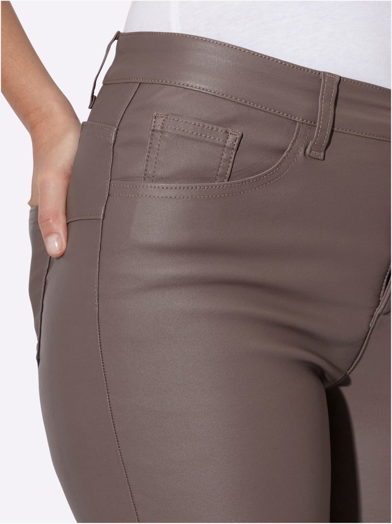 Pantalon Effet Ventre Plat - Taille Courte - Helline Gris taupe - Kiabi