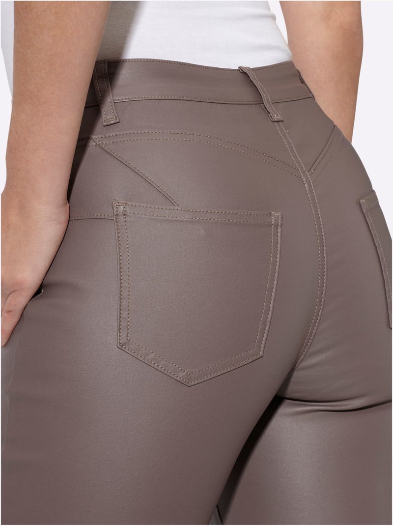 Pantalon Effet Ventre Plat - Taille Courte - Helline Gris taupe - Kiabi