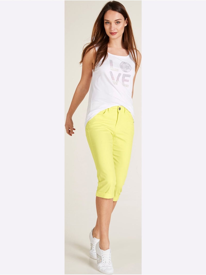 Pantalon Effet Ventre Plat - Taille Standard - Helline Jaune clair - Kiabi