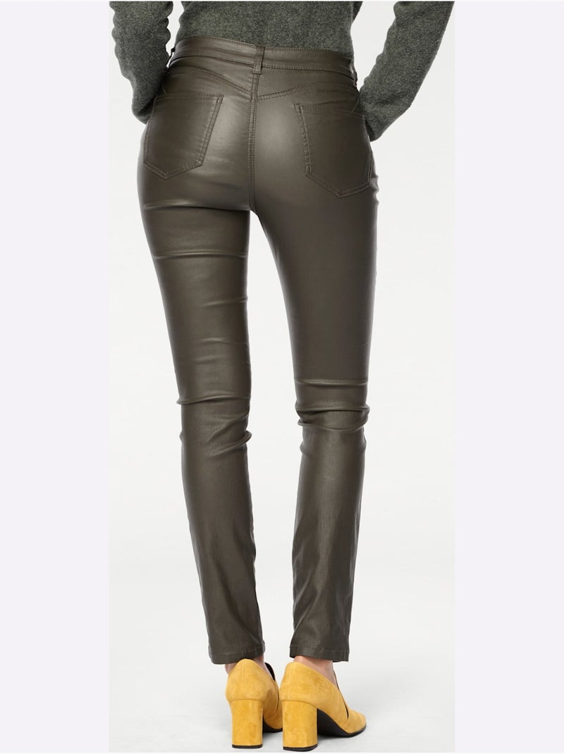 Pantalon Effet Ventre Plat - Taille Standard - Helline Kaki - Kiabi