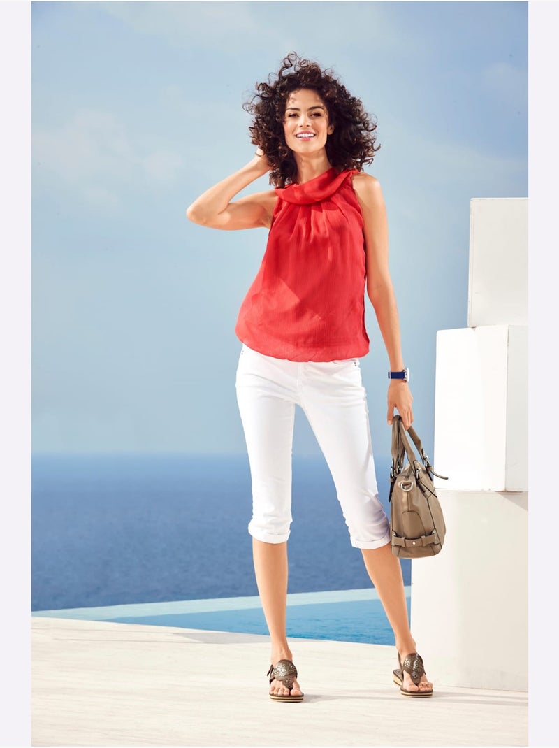 Pantalon Effet Ventre Plat Coupe Skinny - Taille Standard - helline Blanc - Kiabi