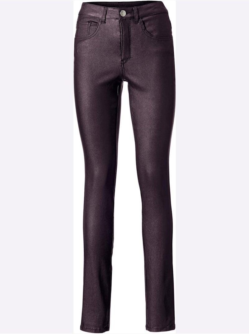 Pantalon Effet Ventre Plat Coupe Skinny Tendance - Taille Courte - helline Bordeaux - Kiabi