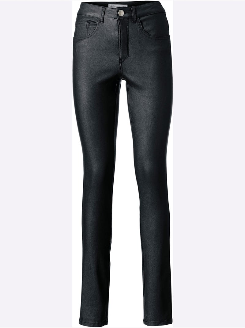 Pantalon Effet Ventre Plat Coupe Skinny Tendance - Taille Courte - helline Noir - Kiabi