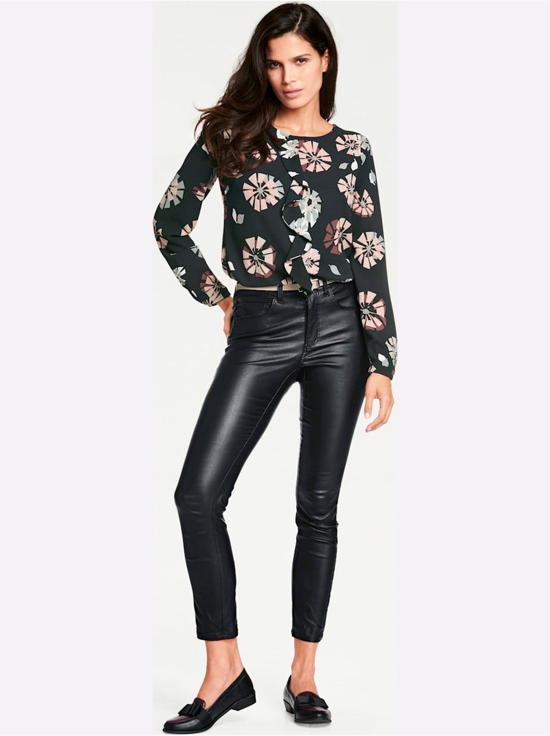 Pantalon Effet Ventre Plat Coupe Skinny Tendance - Taille Courte - helline Noir - Kiabi