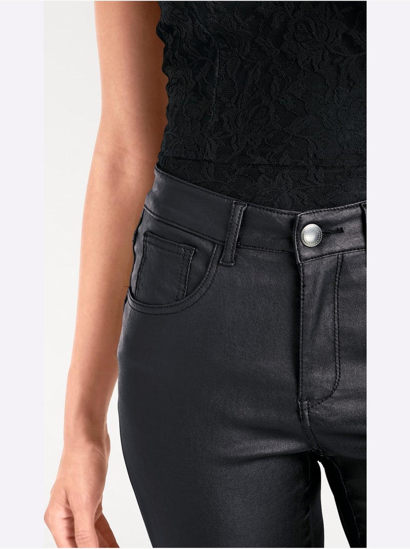 Pantalon Effet Ventre Plat Coupe Skinny Tendance - Taille Courte - helline Noir - Kiabi