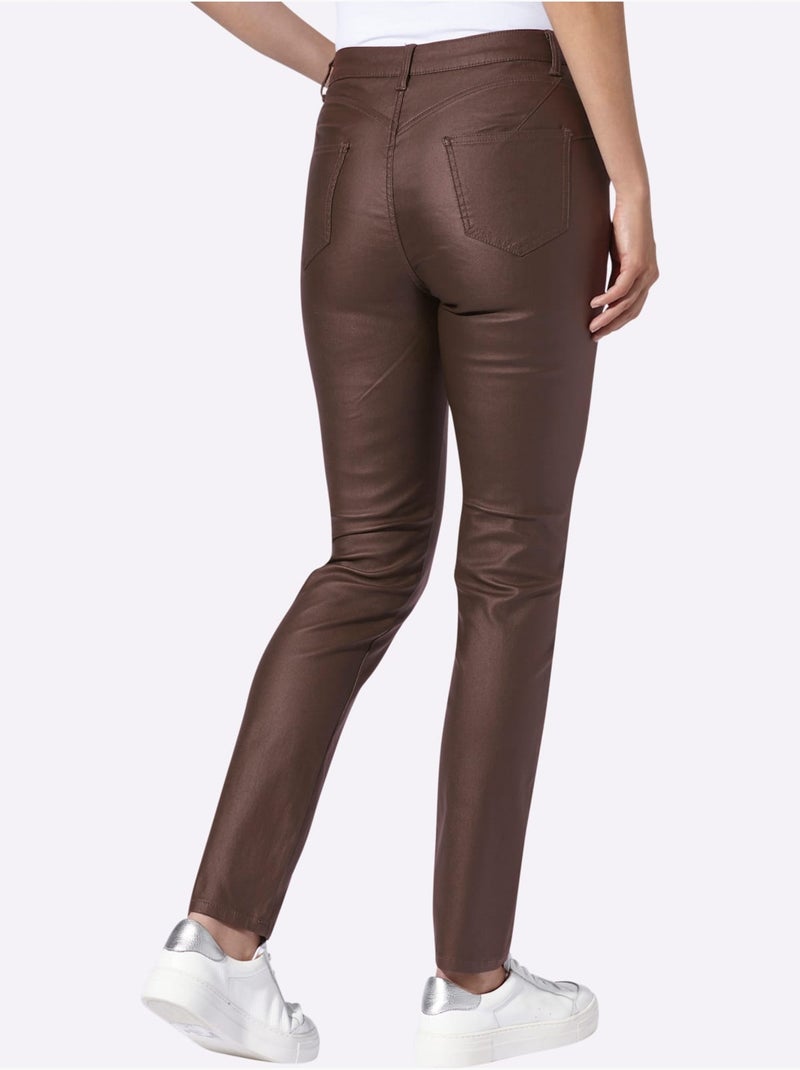 Pantalon Effet Ventre Plat Coupe Skinny Tendance - Taille Standard - Helline Marron - Kiabi