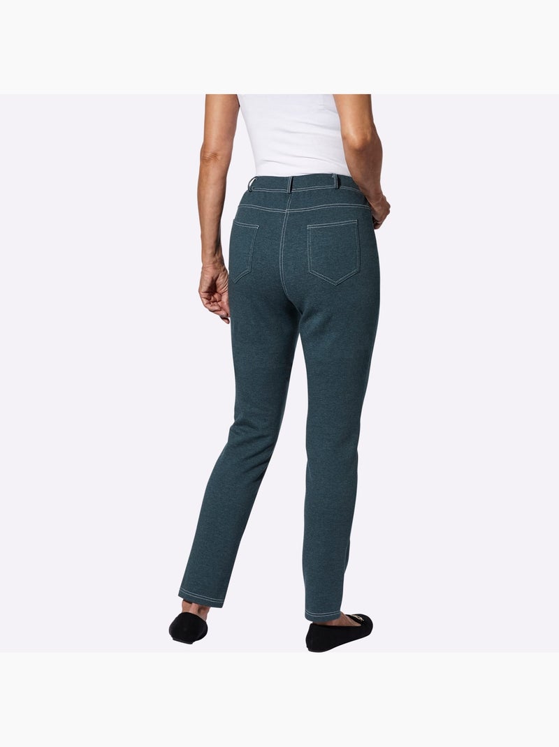 Pantalon élastique avec passants et poches plaquées - taille courte - moda vilona Bleu pétrole - Kiabi
