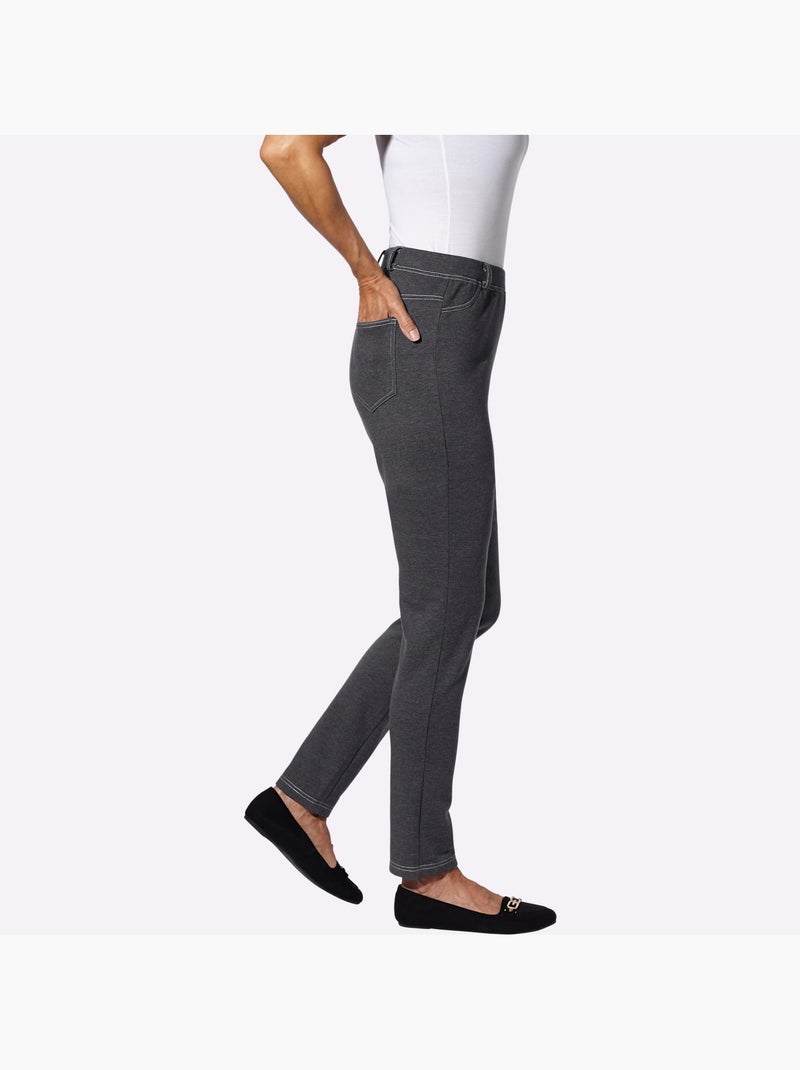 Pantalon élastique avec passants et poches plaquées - Taille standard - Moda Vilona Noir - Kiabi